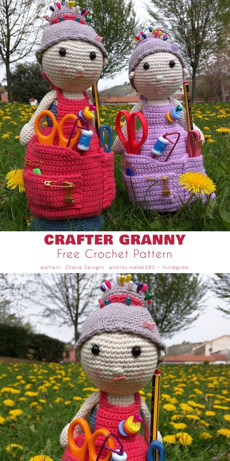 Crochet Crafter Granny Granny Dolls, Granny Pattern, Chicken Scratch Embroidery, Doll Patterns Free, Crochet Dolls Free Patterns, Crochet Hair Accessories, Love Free, Diy Crochet Projects, Crochet Cat