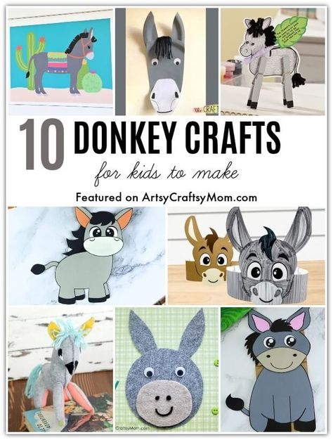 Donkey Crafts For Kids, African Crafts For Kids, Donkey Crafts, Fun Crafts For Toddlers, Crafts To Do With Kids, Pet Donkey, Kids At Heart, Christmas Donkey, Paper Bag Puppets