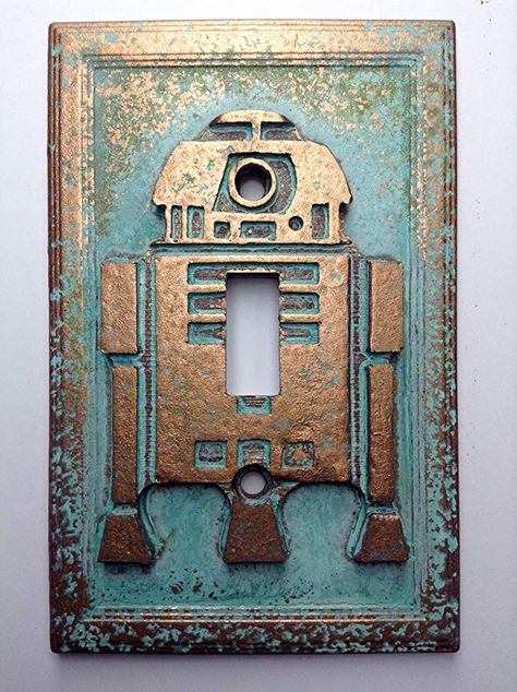 Star Wars (R2D2) Light Switch Cover (Patina) Star Wars Light Switch Cover, Star Wars Light Switch, Star Wars Furniture, R2d2 Star Wars, Star Wars Bathroom, Star Wars Bedroom, Nerd Room, Star Wars Light, Patina Paint