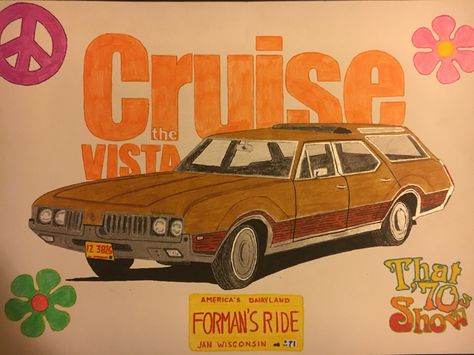 That 70's show drawing Vista cruiser That 70s Show Birthday, That 70s Show Drawing, That 70s Show Tattoo Ideas, That 70s Show Tattoo, 70s Drawings, That 70s Show Characters, Jackie That 70s Show, Show Drawing, Ra Themes