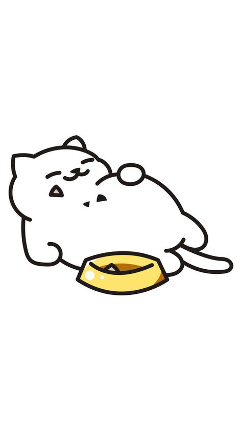 Do you know why the cute white animal in our fanart White Cat Full of Food Sticker looks so happy? It is happy because the cat is finally eaten its fill. It has eaten a bowl of its favorite fish,... Cat Eating Fish Drawing, Cat Chef Drawing, Cat Eating Illustration, Cat Eating Drawing, Cat Food Drawing, Fat Cat Drawing, Card Doodles, Food Drawing Easy, Cheese Drawing