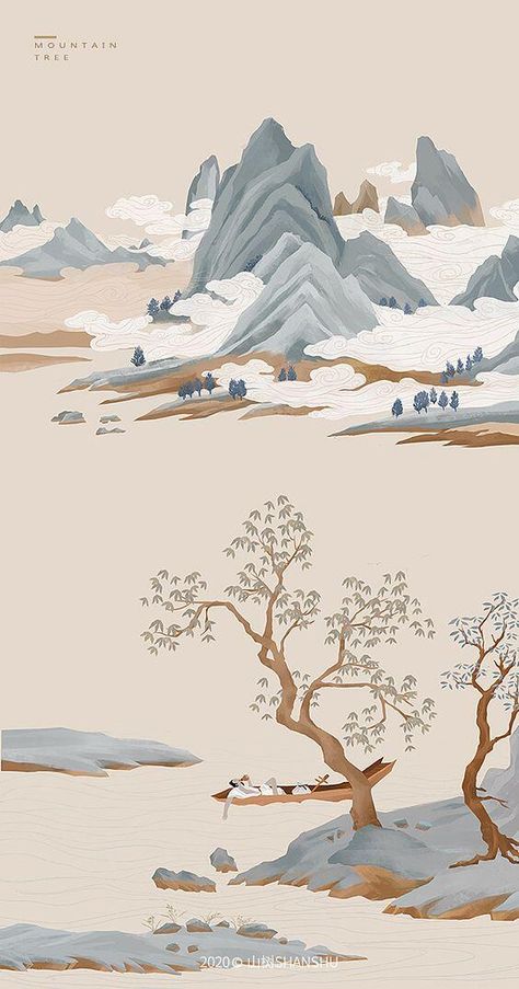 Chinese Background, Chinese Illustration, Chinese Landscape Painting, Chinese Art Painting, Chinese Landscape, Japon Illustration, 수채화 그림, China Art, Landscape Illustration