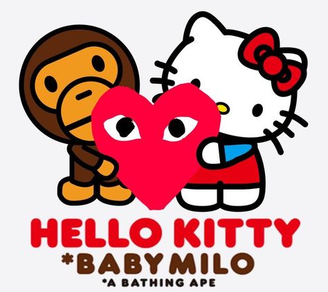 Bape X Hello Kitty, Wallpapers Hello Kitty, Y2k Hello Kitty, Kaws Wallpaper, Baby Milo, Hello Kitty Baby, Hello Kitty Aesthetic, Dorm Posters, Canvas Painting Designs