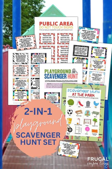 Looking for outdoor activities for kids? This is something you are going to want. A scavenger hunt offers children a chance to get exercise and experience nature. Enjoy an age-appropriate park scavenger hunt for use on a playground or outdoor location. This playground scavenger hunt set comes with two versions 1.) An outdoor scavenger hunt checklist 2.) A fun Outdoor Scavenger Hunt with Clue Cards and must-solve riddles. What are you waiting for? Let the games begin. #FrugalCouponLiving Playground Scavenger Hunt, Treasure Hunt For Toddlers, Scavenger Hunt For Adults, Park Scavenger Hunt, Kids Scavenger Hunt, Scavenger Hunt Riddles, Classroom Party Games, Rhyming Riddles, Treasure Hunt Clues