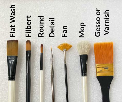 Using the right brush for the type of paint and technique can make your painting easier and less stressful. Choosing the right artist brushes can be confusing for a beginner and even those of us who have been painting for a while.Click to find out how to choose the right artist brushes. #artistbrushes #painting #paintbrushes #brushchoices Brush Uses Paint, Types Of Painting Brushes, How To Use Paint Brushes, Types Of Brushes Painting, Types Of Paint Brushes, Artist Must Haves, Gouache Techniques, Tools For Painting, Brush For Painting