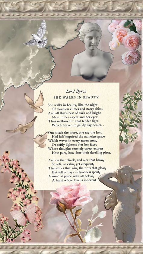 #poem #lordbyron #beauty She Walks In Beauty Lord Byron, Byron Aesthetic, She Walks In Beauty, Lord Byron, Starry Sky, Pure Products, Beauty, Quick Saves