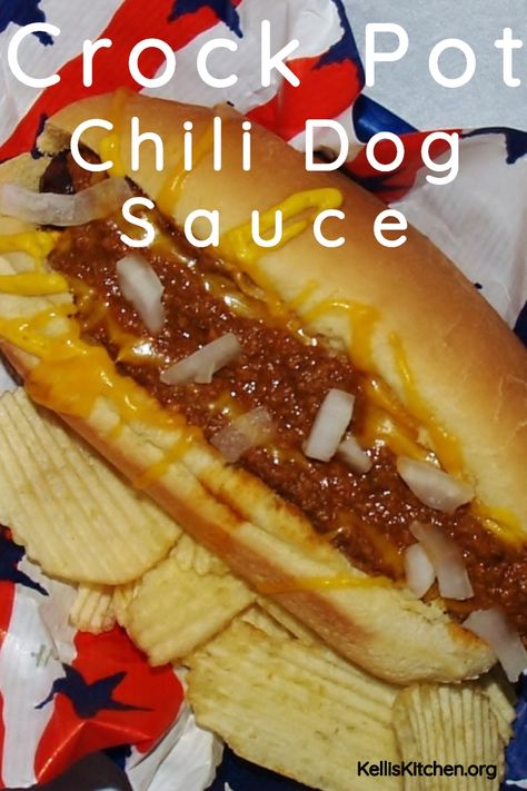 CROCK POT CHILI DOG SAUCE via @KitchenKelli Homemade Chili Sauce For Hotdogs, Sweet Coney Dog Sauce, Chili Dog Sauce Recipe, Coney Dog Sauce, Hot Dog Chili Sauce Recipe, Chili Dog Sauce, Chili Dog Chili Recipe, Hot Dog Sauce Recipe, Hotdog Chili Recipe