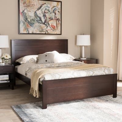 Brown Wood Bed, Brown Bed Frame, Beautiful Bed Designs, Dark Wood Bedroom, Dark Wood Bed, Brown Furniture Bedroom, Simple Bed Designs, Wood Bed Design, Brown Bed