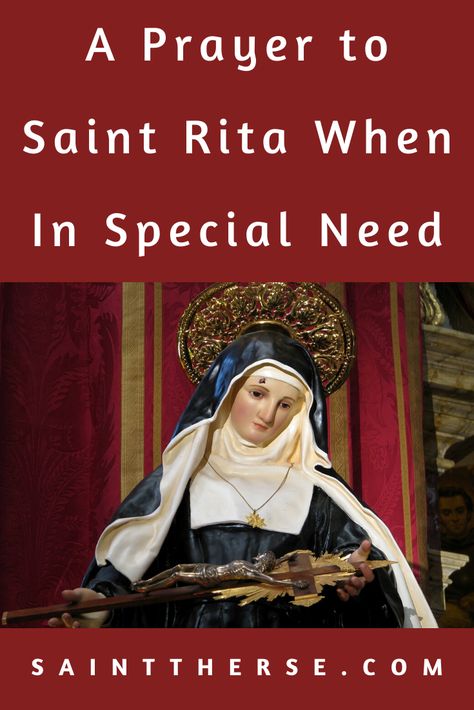 A Prayer to Saint Rita When In Special Need St Rita Novena Prayer, Saint Rita Of Cascia Prayer, Prayer To St Rita, Saint Rita Of Cascia, Saint Rita, St Rita Of Cascia, Catholic Prayers Daily, St. Rita, Novena Prayers