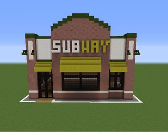 Minecraft Restaurant, Minecraft Museum, Subway Restaurant, Minecraft Building Blueprints, Minecraft Shops, Easy Minecraft Houses, Cute Minecraft Houses, Minecraft City, Minecraft Plans