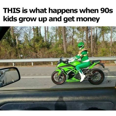 It’s The Right Thing To Do! Power Rangers Memes, Motorcycle Funny, Frases Tumblr, Kids Growing Up, Power Ranger, Top Funny, 90s Kids, Black Hole, Funny Fails