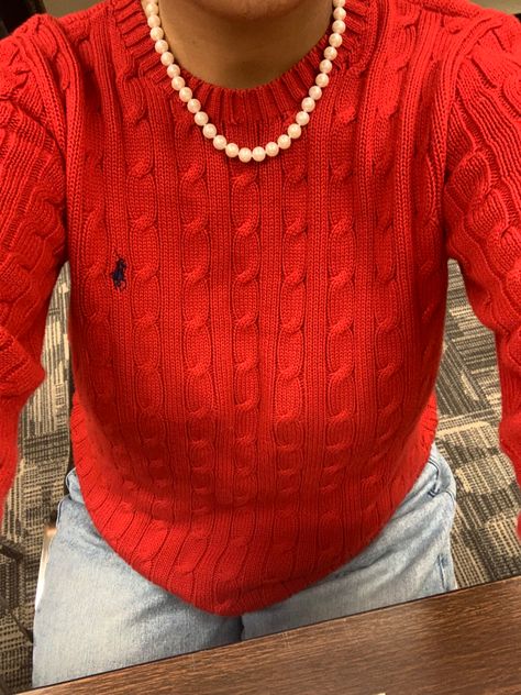 Red Ralph Lauren Sweater, Red Ralph Lauren Sweater Outfit, Red Polo Sweater Outfit, Ralph Lauren Sweater Outfit, Red Outfit Casual, Polo Sweater Outfit, Red Sweater Outfit, Fall Wishlist, Business Casual Work