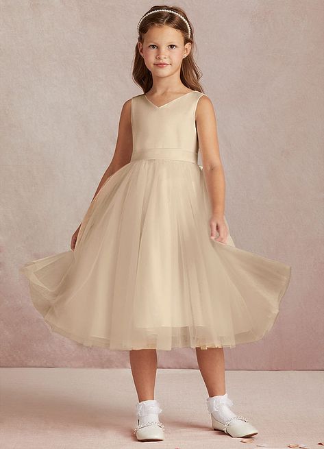 Marlee is the charming choice for your flower girl on the very special day. Cut from matte satin & tulle, she features a V-neckline, poofy A-line skirt with ruching along the waist, a belt over her tea length skirt, and bows along her V-back. Champagne Flower Girl Dresses, Champagne Flower Girl Dress, Champagne Flower Girl, Tea Length Flower Girl Dress, Flower Girl Dresses Champagne, Tea Length Tulle, Tea Length Skirt, Tulle Flower Girl, Satin Tulle