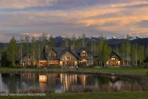 2130 S Blue Crane Dr, Jackson, WY 83001 | MLS #22-2072 | Zillow Wyoming Farm, Timber Frame Exterior, Switzerland House, Blue Crane, Wyoming Mountains, Sandstone Fireplace, Star Valley, Jackson Wy, Home Cocktail Bar