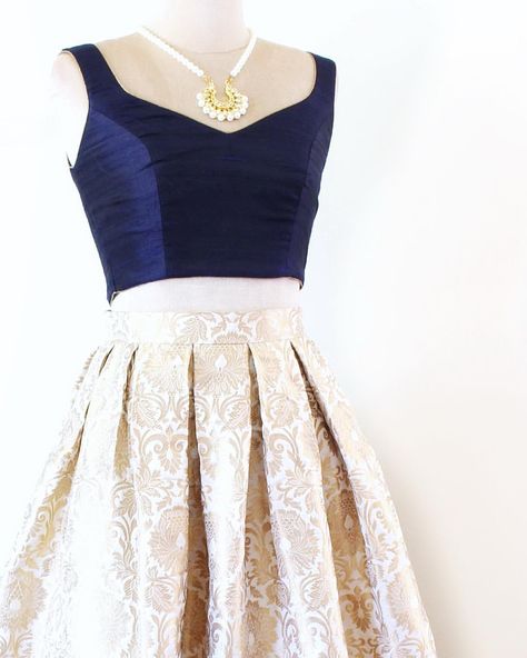 Opulence skirt - Ivory  Poppylane.ca Skirt Outfits Indian, Skirt And Crop Top Indian, Crop Top Indian, Indian Crop Tops, Royal Blue Skirt, Outfits Indian, Brocade Skirt, Lehenga Skirt, Trendy Skirts