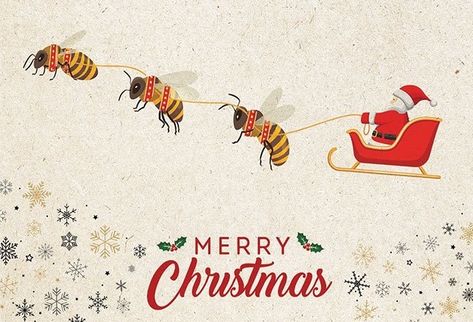 Beehive Decor, Bee Christmas, Bee Room, Aussie Christmas, Santa Christmas Cards, Vintage Bee, Christmas Card Crafts, Shop Home Decor, 12 December