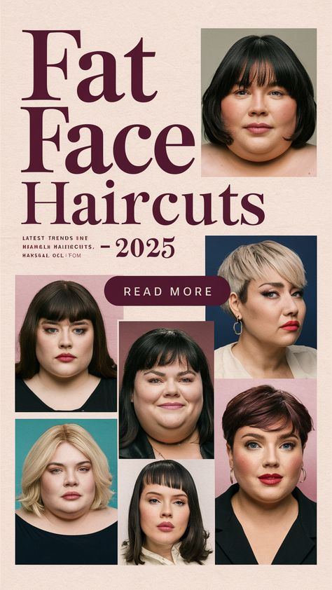 Embracing Curves with Style: A Look at Fat Face Haircuts for 2025 Short Cut Hair Plus Size, Haircuts For Chunky Faces, Plus Size Haircut Round Faces, Hair Styles For Wider Face, Square Head Haircuts, Best Short Haircut For Round Face, Round Face Plus Size Haircuts, Haircuts For Fuller Face, Face Thinning Haircuts