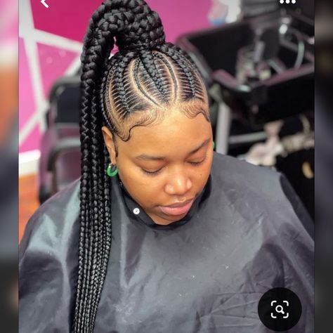 Birthday Haircut, Corn Roll Hair Styles, Feed In Braids Ponytail, Feed In Ponytail, Ponytail Braid, Cornrow Ponytail, Braid Bun, Black Hair Updo Hairstyles, Braids Ideas