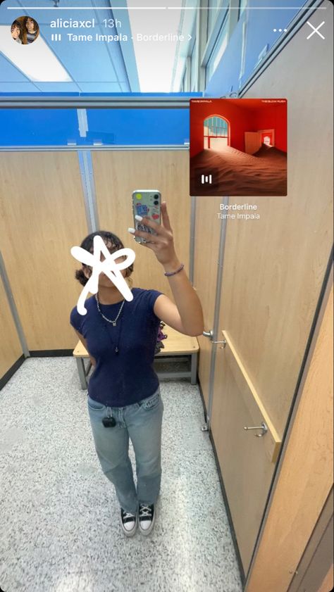 my fit: dark blue shirt, light wash jeans, black platform converse Ig Story Fit Check, Insta Story Outfit Ideas, Mirror Selfie Fit Check, Instagram Story Ideas Selfie In Mirror, Fit Check Insta Story, Fit Check Captions, Instagram Mirror Selfie Story Ideas, Mirror Selfie Ig Story, Mirror Instagram Story