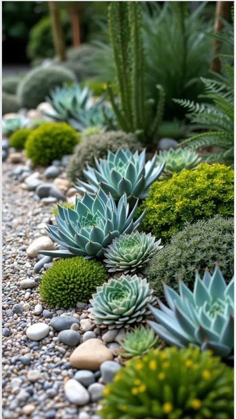 beautiful diy succulent garden Porch Succulent Ideas, Front Porch Succulent Planter Ideas, Long Succulents, Succulent Arrangements Outdoor, Succulent Arrangements Indoor, Succulent Display Ideas, Succulent Landscaping Front Yard, Diy Succulent Garden, Desert Plants Landscaping