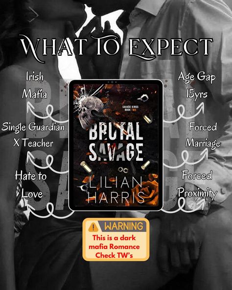 🥀Happy Release Day🥀 🍀𝗕𝗥𝗨𝗧𝗔𝗟 𝗦𝗔𝗩𝗔𝗚𝗘 Book 2 in @lilianharrisauthor Savage Kings series is now available! You can also read book 1 Ruthless Savage on KU. GRAB HERE: https://geni.us/pAcNW8F 𝗔𝗕𝗢𝗨𝗧 𝗧𝗛𝗘 𝗕𝗢𝗢𝗞: ❤️ Irish Mafia Standalone ❤️ Age Gap ❤️ Single Dad ❤️ Forced Marriage ❤️”My Wife” ❤️ Teacher FMC ❤️ Grumpy/Sunshine ❤️ Hate to Love you ❤️ Touch Her & D!e ❤️ Jealous & Possessive ❤️ He Falls First ❤️ Pierced MMC ❤️ Somnoph!lia ❤️ Cute Dog w/One Eye 𝗕𝗟𝗨𝗥𝗕: Callous and cruel, he’s the DEVIL... Age Gap Dark Romance Books, Age Gap Love, Teenage Books, Irish Mafia, Hate To Love, Novel Wattpad, Book Tropes, Forced Marriage, Grumpy Sunshine