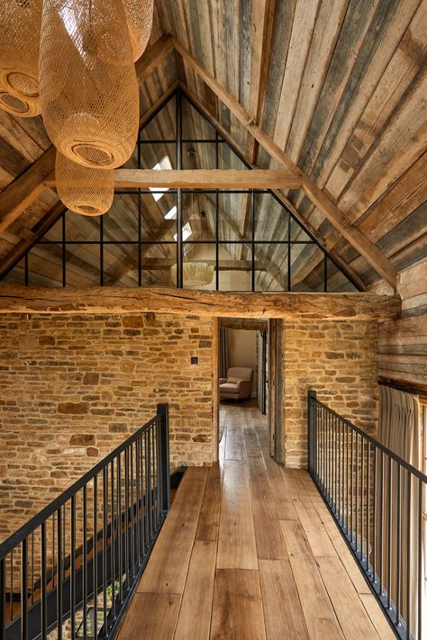 Rustic Attic, Converted Barn Homes, Barn Conversion Interiors, Steel Doors And Windows, Farmhouse Renovation, Converted Barn, Barn Renovation, Attic Conversion, Stone Barns