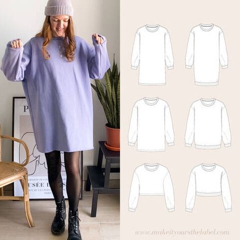 Oversized Sweatshirt Dress, Sweat Oversize, Sew Clothing, Womens Oversized Sweatshirts, Cozy Oversized Sweaters, Diy Sweatshirt, Sew Ins, Dress Sweater, Sweatshirts Pattern