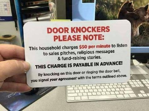 closing gift home buyer No Caller Id, Sales Pitch, Caller Id, Closing Gifts, Can't Stop Laughing, It Goes On, Door Knockers, Funny Pranks, Funny Signs