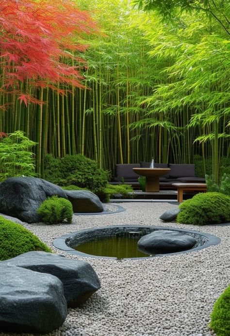 Backyard Zen, Terrace Designs, Harmony In Nature, Small Japanese Garden, Japanese Garden Landscape, Enchanting Garden, Zen Garden Design, Japanese Zen Garden, Terrace Decor