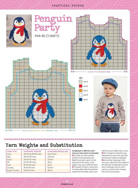 Aceville Publications Ltdиг... Toddler Knitting Patterns Free, Crochet Cardigan For Beginners, Crochet A Sweater, Boys Knitting Patterns Free, Boys Knit Sweaters, Aran Knitting Patterns, Intarsia Knitting, Penguin Party, Kids Knitting Patterns