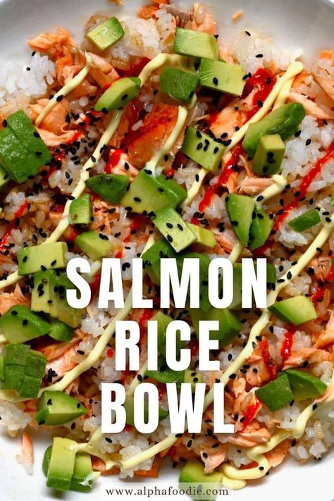 Mayo Salmon, Salmon Sushi Bowl, Avocado Mayo, Kewpie Mayo, Cooked Salmon, Leftover Salmon, Salmon Rice, Salmon Rice Bowl, 5 Minute Meals