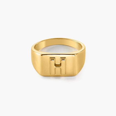 Ayla Square Initial Signet Ring - Gold Plating | Oak & Luna Rings Trendy, Gold Initial Ring, Trendy Rings, Rings Fashion, Gold Signet Ring, Trendy Ring, Initial Ring, Square Rings, Rings For Her