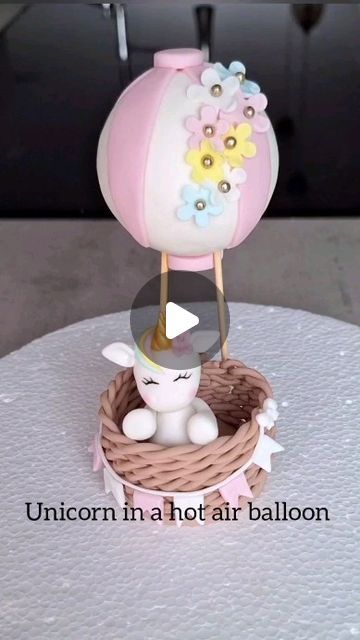 Unicorn Cake Topper Tutorial, Fondant Hot Air Balloon Tutorial, How To Make Fondant Unicorn Cake Topper, Fondant Unicorn Horn Tutorial, Fondant Unicorn Cake Toppers, Unicorn Topper, Hot Air Balloon Cake, Unicorn Cake Topper, Balloon Cake