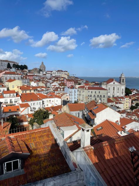 Lisbon Portugal Architecture, Lisbon Architecture, Alfama Lisbon, Portugal Architecture, Old Architecture, Portugal Vacation, Brown Roof, Architecture Old, Lisbon Portugal