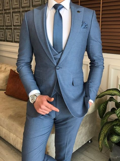 Prom Suits For Guys, Blue Prom Suits For Guys, Blue Prom Suit, Blue Tuxedo Wedding, Peak Lapel Suit, Blue Slim Fit Suit, Blue Tux, Light Blue Suit, Royal Blue Suit