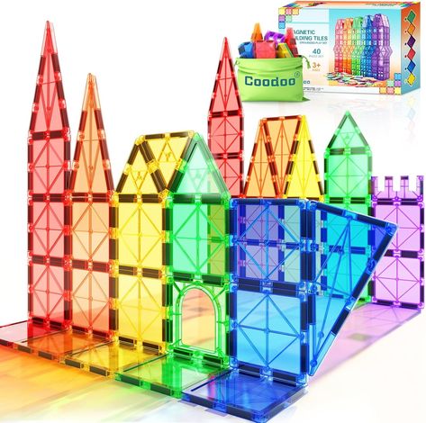 Magnetic Tiles Kids Toys STEM Magnet Toys for Toddler Magnetic Blocks Building Toys Preschool Learning Sensory Montessori Toys for 3+ Year Old Boys and Girls, Safe Creativity Toddler Kids Toys 40PCS House With Stairs, Tiles House, Toddler Stem, Christmas Addition, Magna Tiles, Magnetic Blocks, Diy Magnets, Magnet Toys, Magnetic Building Blocks