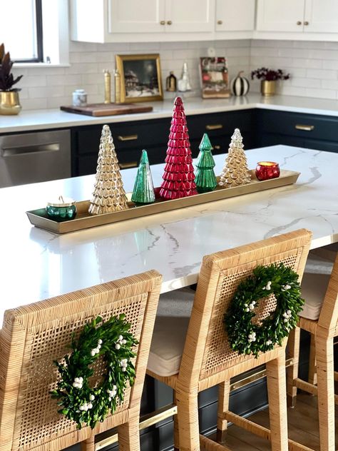 Kitchen Christmas decor Christmas Kitchen Countertop Decor Ideas, Center Island Christmas Decor, Kitchen Island Holiday Centerpiece, Christmas Island Decorations, Christmas Kitchen Bar Decor, Kitchen Counter Decor Christmas, Christmas Decor For Island In Kitchen, Christmas Decorations For Kitchen Island, Christmas Island Decor Ideas