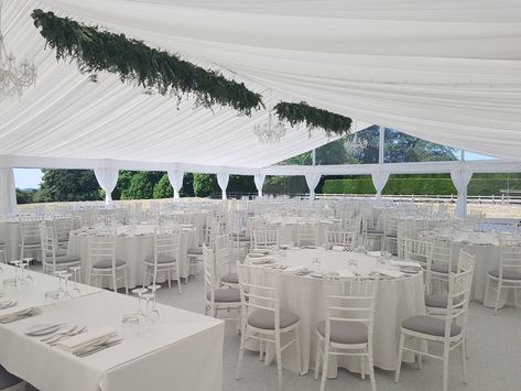 A fully dressed white pleated marquee, for a wedding. Marquee Draping, White Marquee, Wedding Marquee, Marquee Wedding, White Party, Number 1, Fall Wedding, A Wedding, Wedding Engagement