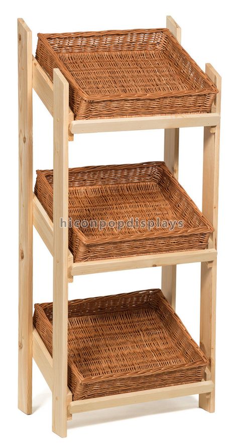 wood flooring bread display stand, 3-tier bakery display stand for retail store and shops Bread Display, Tile Display, Bakery Shop Design, Bakery Interior, Vegetable Shop, Grocery Store Design, Bakery Display, Sunglasses Display, تصميم داخلي فاخر