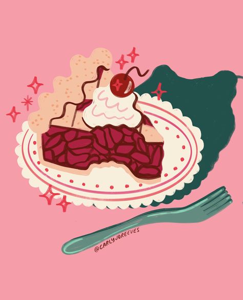 artwork by @carlyjoreeves​​​​​​​​​   #Illustration #Artwork #DigitalArt #Drawing #ArtOfTheDay #IllustrationArt #ArtInspiration #CreativeProcess #ArtistOnPinterest #VisualArt #ArtGallery #IllustrationOfTheDay #ArtCommunity #InstaArt #ArtisticExpression #Sketchbook #IllustrationArtist #art #artlicensing #illustration #piday Cherry Pie Illustration, Food On Table Drawing, Apple Pie Illustration, Pie Sketch, Jelly Packaging, Packaging Moodboard, Teacup Illustration, Pie Illustration, Ios Setup