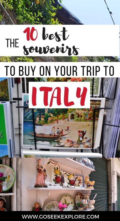 Memories and experiences are more important than things, though when you travel it can be fun to shop around and see what the local specialties are. If you're looking for what souvenirs to buy in Italy, here's what you should get - these are much better than your average refrigerator magnet or key chain. / goseekexplore.com / pinterest.com/allyarcher / 10-best-souvenirs-italy Best Things To Buy In Italy, Things To Buy In Rome, Things To Buy In Italy, What To Buy In Italy, Italy Souvenirs, Souvenirs From Italy, Traveling Italy, Europe Adventure, Rome Vacation