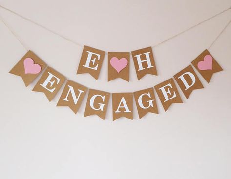 Engaged Banner, Engagement Party Banners, Engagement Brunch, Party Banner Template, Engagement Party Diy, Engagement Party Planning, Wedding Bunting, Wedding Wall Decorations, Wedding Photo Props