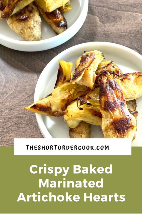 Crispy oven-baked marinated artichoke hearts is the easiest recipe ever. It is so simple to cook marinated, canned, or frozen artichoke hearts in the oven. For tapas, appetizers, snacks, salads, pizza, and pasta. Great instead of chips or crackers with any dip too. Low-carb, keto, paleo, diabetic, gluten-free, grain-free, vegan, and vegetarian options. Jarred artichoke heart recipes are the best simple ways to add so much flavor. #easyappetizers #vegetariansnacks #artichokerecipes Marinated Artichoke Hearts Recipes, Canned Artichoke Recipes, Tapas Appetizers, Roasted Artichoke Hearts, Artichoke Appetizer, Artichoke Heart Recipes, Marinated Artichoke Hearts, Gluten Free Recipes Appetizers, Baked Artichoke