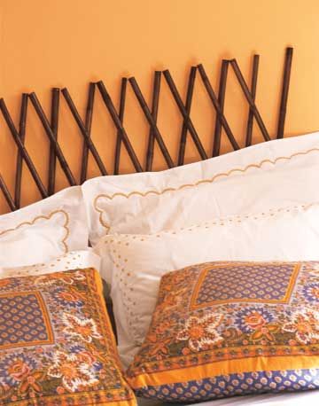 bamboo-headboard-bhg Upcycle Headboard, Pretty Headboard, Cheap Diy Headboard, Bamboo Headboard, Diy Headboard Ideas, Headboard Ideas, Headboard Decor, Diy Headboards, Bamboo Crafts