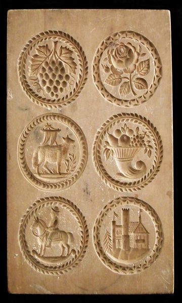 Original wooden mold that was used at A. Kempf bakery in Nuremburg Germany. Rosette Cookies, Cinnamon Biscuits, German Cookies, Springerle Molds, Wood Carving Faces, Springerle Cookies, Wood Cookies, Butter Molds, Cookie Mold