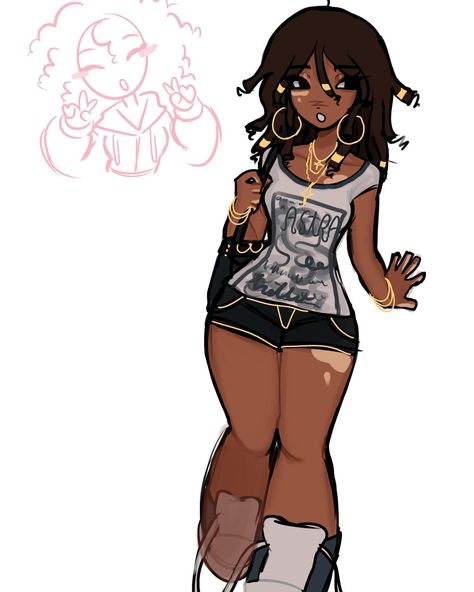 How To Draw Black Characters, Different Art Styles To Try Drawing, Mid Size Drawing Reference, Pose Reference Plus Size, 2020 Art Style, Curvy Oc Art, How To Find Your Art Style, Ocs Character Design, Cute Pose Reference