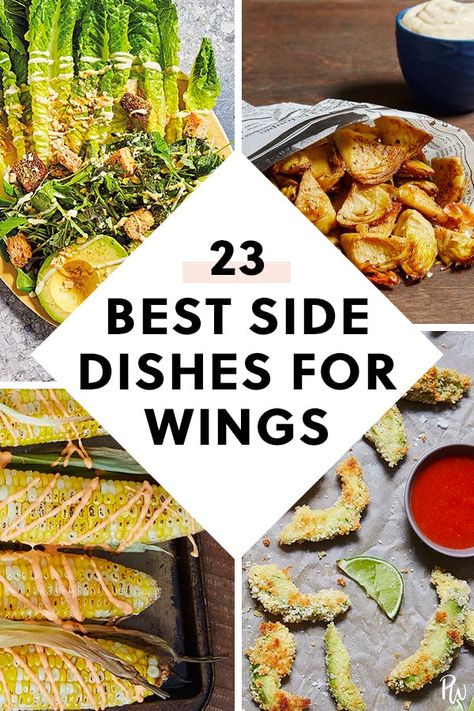 The 23 Best Side Dishes to Make with Wings #purewow #side dish #appetizer #dinner #easy #food #lunch #recipe Healthy Chicken Wing Dinner, Food To Go With Wings, Side Dishes For Wings Parties, Wings Sides Dishes, Side Dishes For Hot Wings, Wing Night Side Dishes, Wings And Sides Dinners, Hot Wings Side Dishes, Wing Dinner Sides