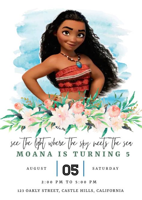 Moana Moana Invitation Template Free, Moana Invitation, Moana Birthday Invitation, Linkedin Background Image, Kindle Book Cover, Moana Birthday, Campaign Posters, Blog Header, Facebook Event