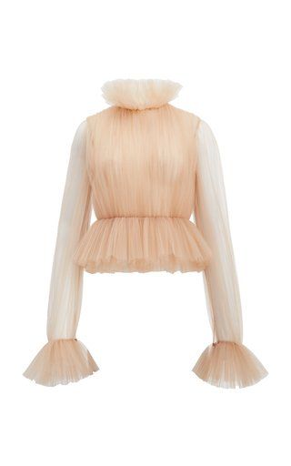 KHAITE: Ruffled Tulle… Ruffle Tulle Top, Tulle Top, Wedding 2025, Ruffle Shirt, Parisian Style, London Fashion Week, Business Fashion, Milan Fashion Week, New York Fashion Week