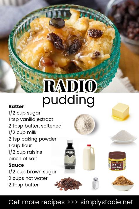 Radio Pudding! 💖... - Recipes From Heaven | Facebook Radio Pudding, Vanilla Pudding Recipes, Little Sunny Kitchen, Simply Stacie, Sunny Kitchen, Butterscotch Sauce, Cake Base, Vintage Dessert, Rice Pudding